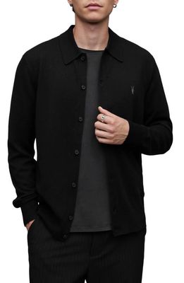 AllSaints Kilburn Wool Blend Cardigan in Black
