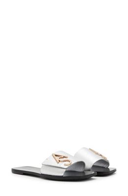 AllSaints Klara Leather Slide Sandal in Silver