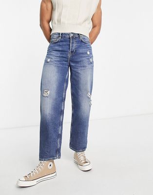 AllSaints kurt selvage jeans in mid wash-Blue