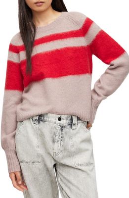 AllSaints Lana Stripe Jumper Sweater in Putty Pink/Red