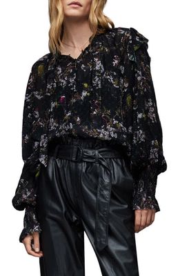 AllSaints Lara Viola Floral Shirt in Black
