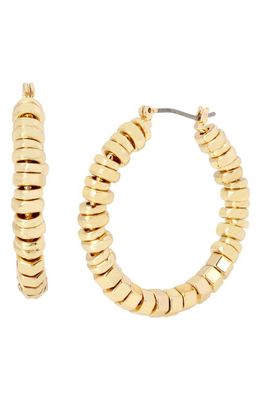 AllSaints Large Hex Bead Hoop Earrings in Gold