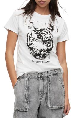 AllSaints Laurin Grace Tiger Cotton Graphic Tee in Optic White
