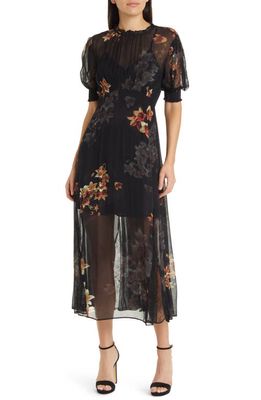 AllSaints Laverna Stargazer Floral Print Dress in Black
