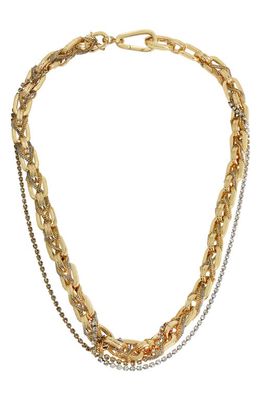 AllSaints Layered Braided Chain Necklace in Black Diamond