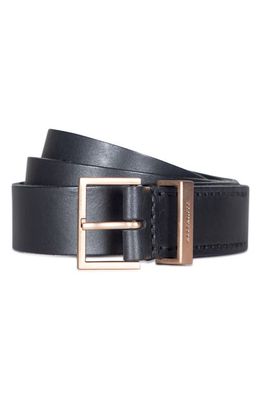 AllSaints Leather Belt in Black/Nickel at Nordstrom, Size Small