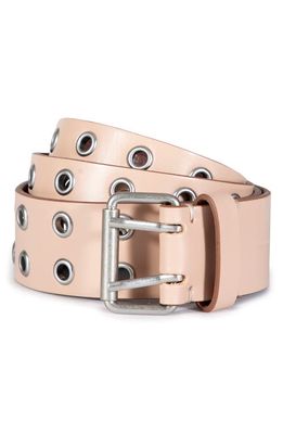 AllSaints Leather Grommet Belt in Blush Pink