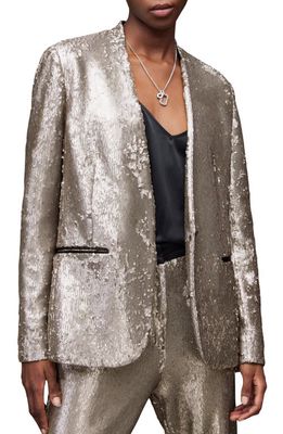 AllSaints Leigh Sequin Blazer in Silver