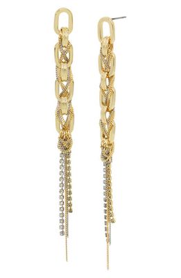 AllSaints Link & Chain Linear Drop Earrings in Rhodium/Gold