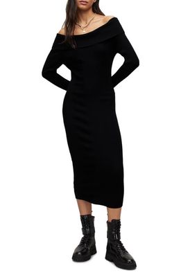 AllSaints Livia Long Sleeve Sweater Dress in Black