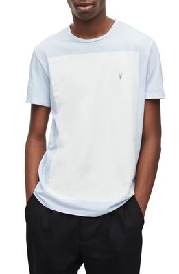 AllSaints Lobke Cotton Colorblock T-Shirt in Blue/Chalk White