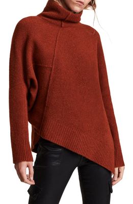 AllSaints Lock Roll Neck Wool Blend Sweater in Copper