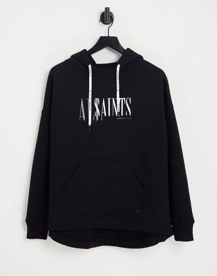 AllSaints logo hoodie in vintage black