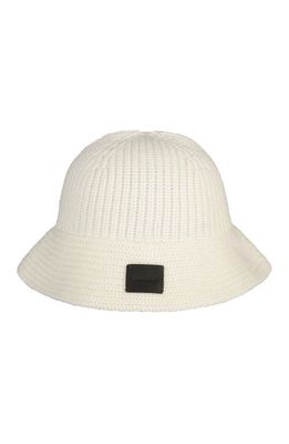 AllSaints Logo Patch Knit Bucket Hat in Ecru