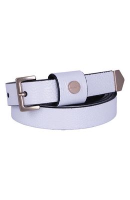 AllSaints Logo Stud Leather Belt in Off White