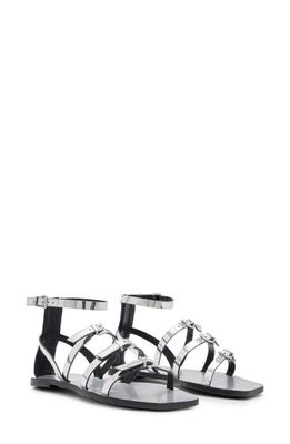 AllSaints Lore Strappy Sandal in Mirror Silver