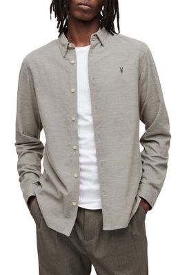 AllSaints Lorella Slim Fit Cotton Button-Up Shirt in Frosted Taupe