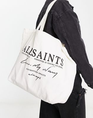 AllSaints Love Always tote bag in white