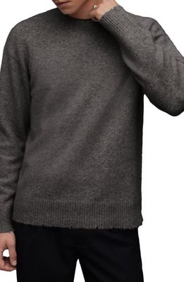 AllSaints Luka Destoyed Crewneck Sweater in Monument Grey Marl