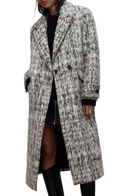 AllSaints Mablex Longline Coat in Black/White