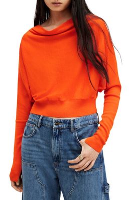 AllSaints March Merino Wool Cowl Neck Sweater in Zesty Orange