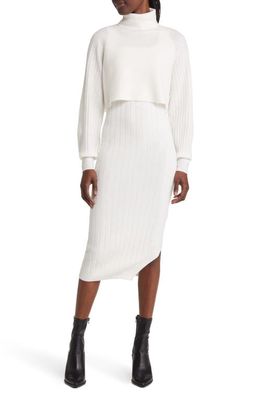 AllSaints Margot Long Sleeve Wool & Alpaca Blend Dress in Chalk White