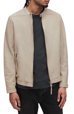 AllSaints Marina Leather Jacket in Clifftop Taupe
