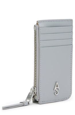AllSaints Marlborough Leather Card Holder in Cement Grey