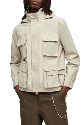 AllSaints Maso Lightweight Tech Water Repellent Jacket in Stone /Buttercream