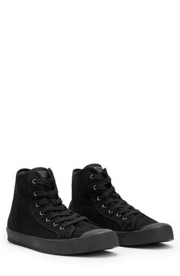 AllSaints Max High Top Sneaker in Black /Black
