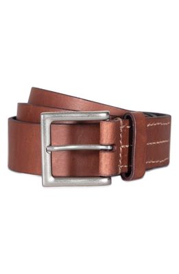 AllSaints Metal Tipped Leather Belt in Tan/Dull Nickel