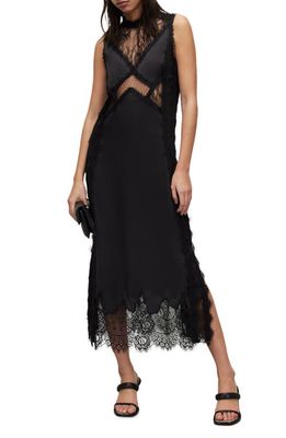AllSaints Mila Lace & Satin Dress in Black
