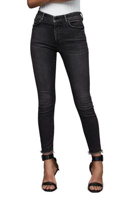 AllSaints Miller Push-Up Raw Hem Ankle Skinny Jeans in Washed Black