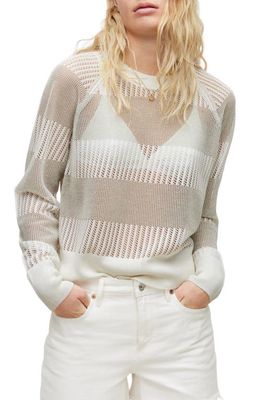 AllSaints Misha Lou Openwork Sweater in White Sparkle