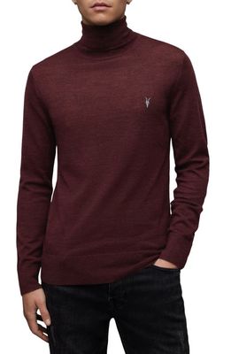 AllSaints Mode Merino Wool Turtleneck Sweater in Mars Red Marl