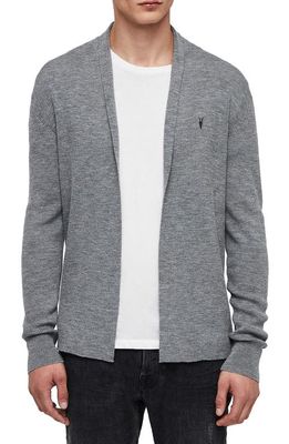 AllSaints Mode Slim Fit Merino Wool Cardigan in Grey Marl