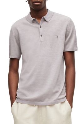 AllSaints Mode Slim Fit Merino Wool Polo in Ashed Purple Marl