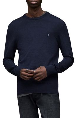AllSaints Mode Slim Fit Wool Sweater in Deep Blue Marl