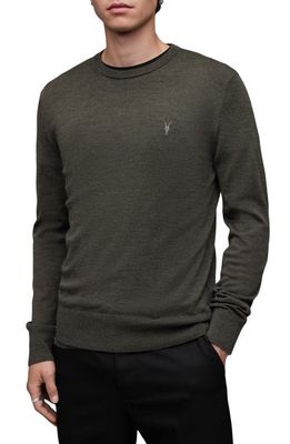 AllSaints Mode Slim Fit Wool Sweater in Pewter Green