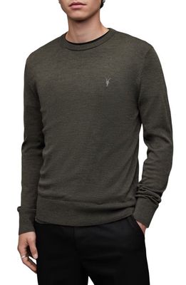 AllSaints Mode Slim Fit Wool Sweater in Rye Grass Green Marl