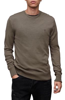 AllSaints Mode Slim Fit Wool Sweater in Vole Brown Marl