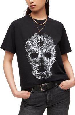 AllSaints Murrina Boyfriend Cotton Graphic Tee in Black