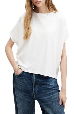 AllSaints Natalie Ruched Shoulder T-Shirt in Chalk White