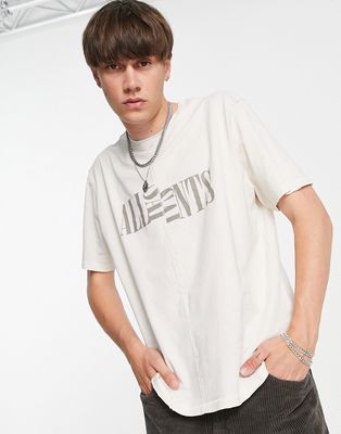 AllSaints Nico t-shirt in ecru with chest branding-White