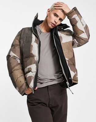 AllSaints novern camo jacket in stone-Neutral