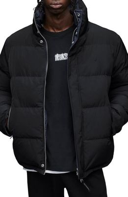 AllSaints Novern Puffer Jacket in Black/Command Blue