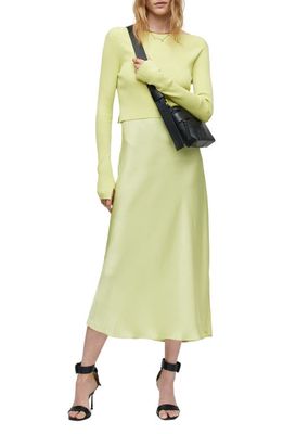 AllSaints Odile Long Sleeve Two-Piece Slipdress in Chartreuse Yellow