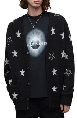 AllSaints Odyssey Star Pattern Cardigan in Black