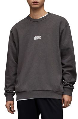 AllSaints Olsen Logo Sweatshirt in Washed Black
