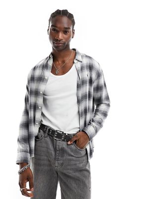 AllSaints Omega long sleeve shirt in gray check